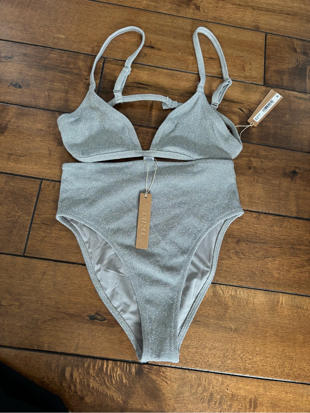 Skims Glitter Bikini - Size Medium Bikini Top, Small High Rise Bottom